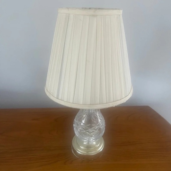 Crystal Table Lamp with Pleated Shade - Picture 2 of 2